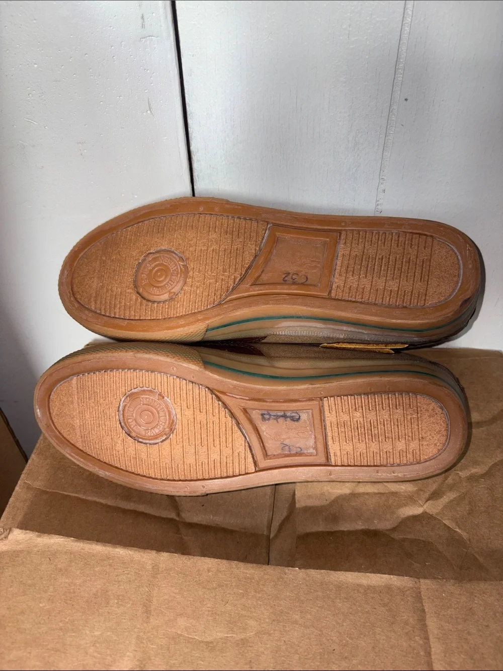 Ralph Lauren Men's Brown Canvas and Leather Boat Shoes size 7